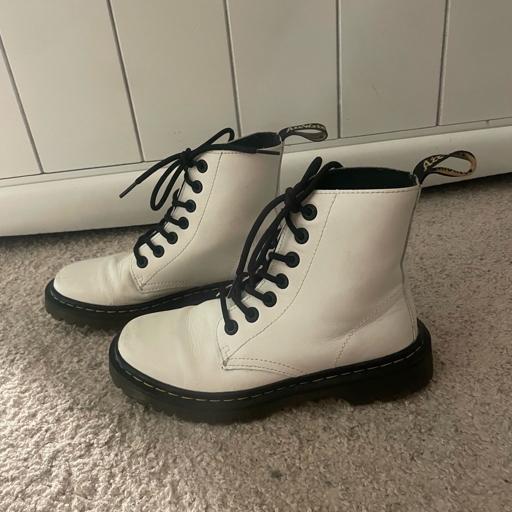 White Doc Marten Lace Up Boots